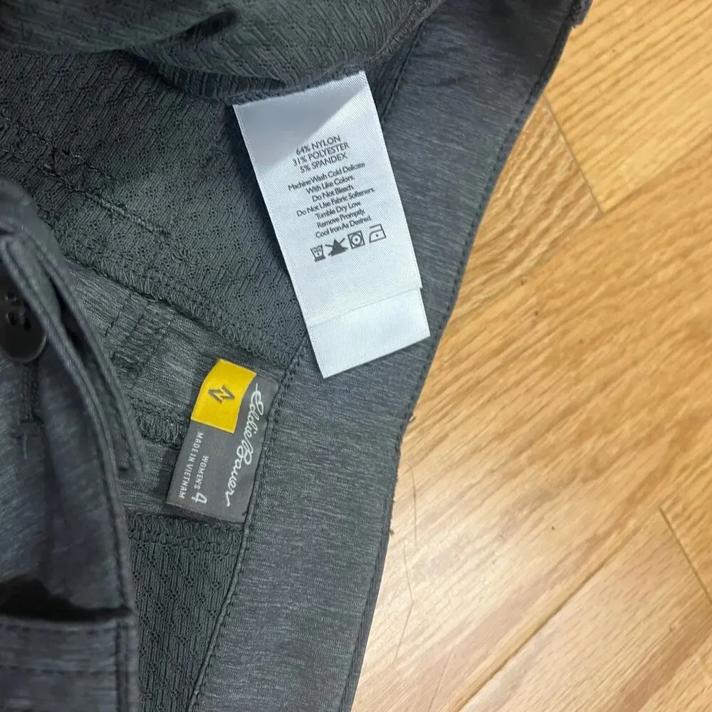 Eddie Bauer Women's Shorts Gray Slash Pockets Long Inseam Modest Hiking 4